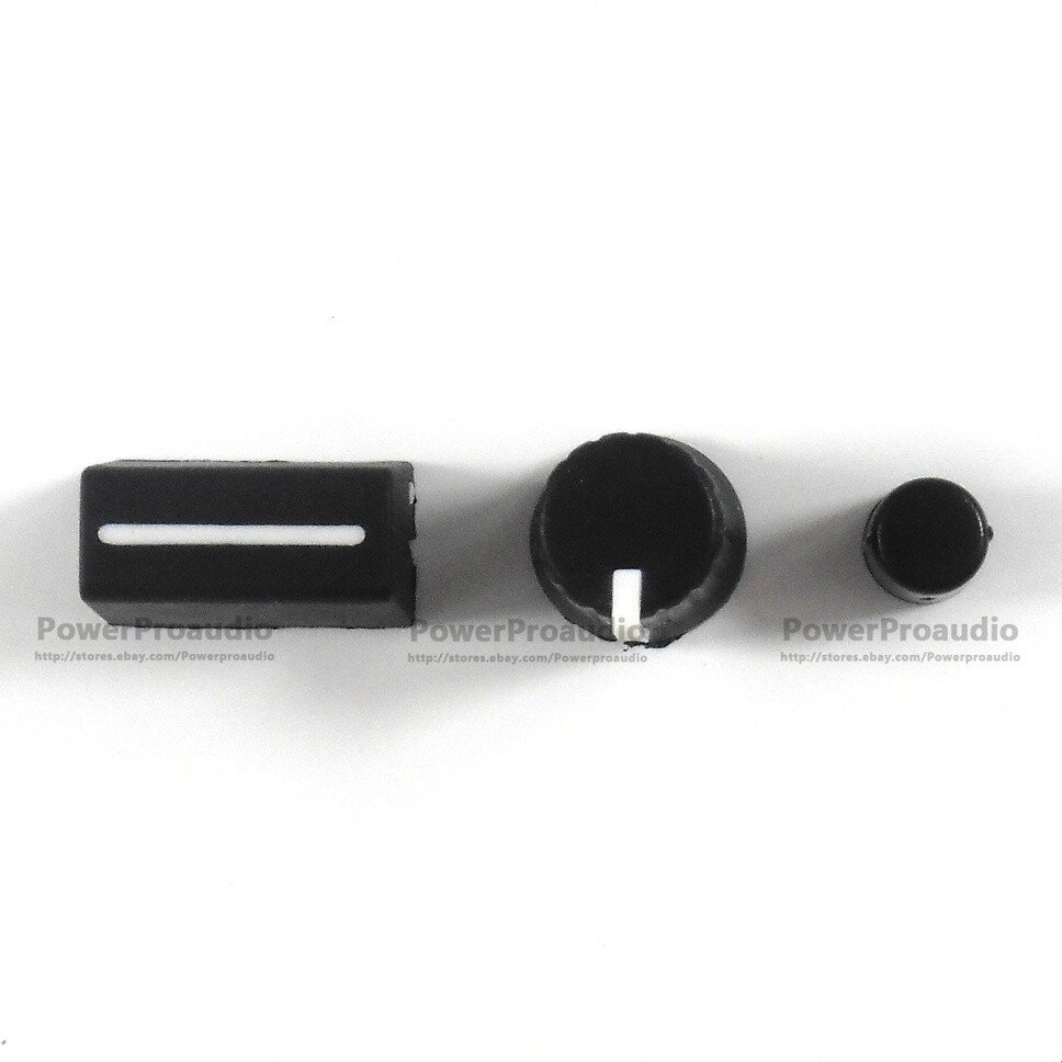 2PCS Rotary Knob+2PCS Fader Cap For Rane Mixer TTM 57 61 62 64 68 (Black)